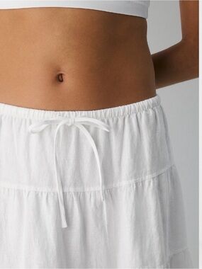 Aritzia White Tiered Drawstring Linen Skirt